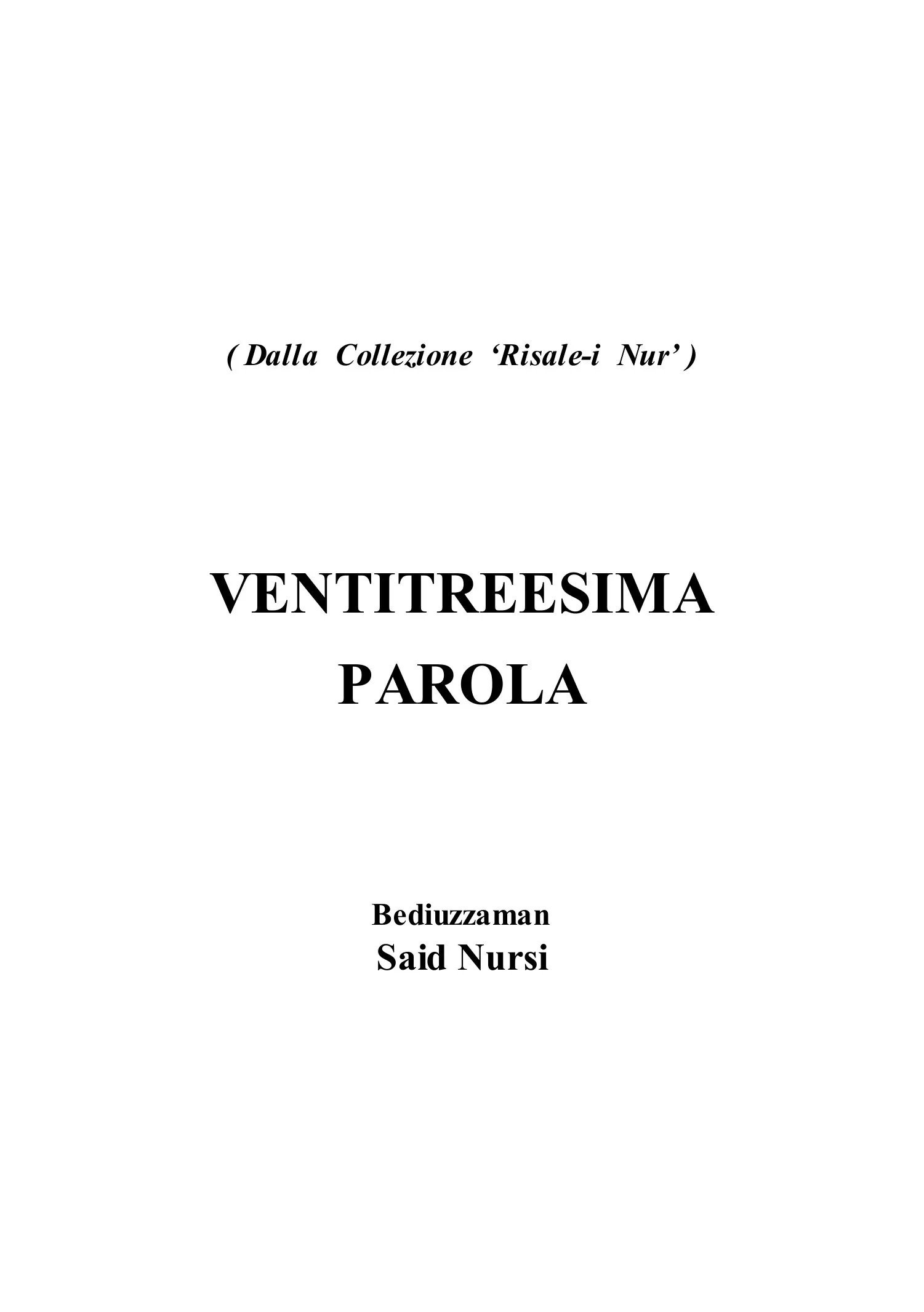 Ventitreesima Parola — first page