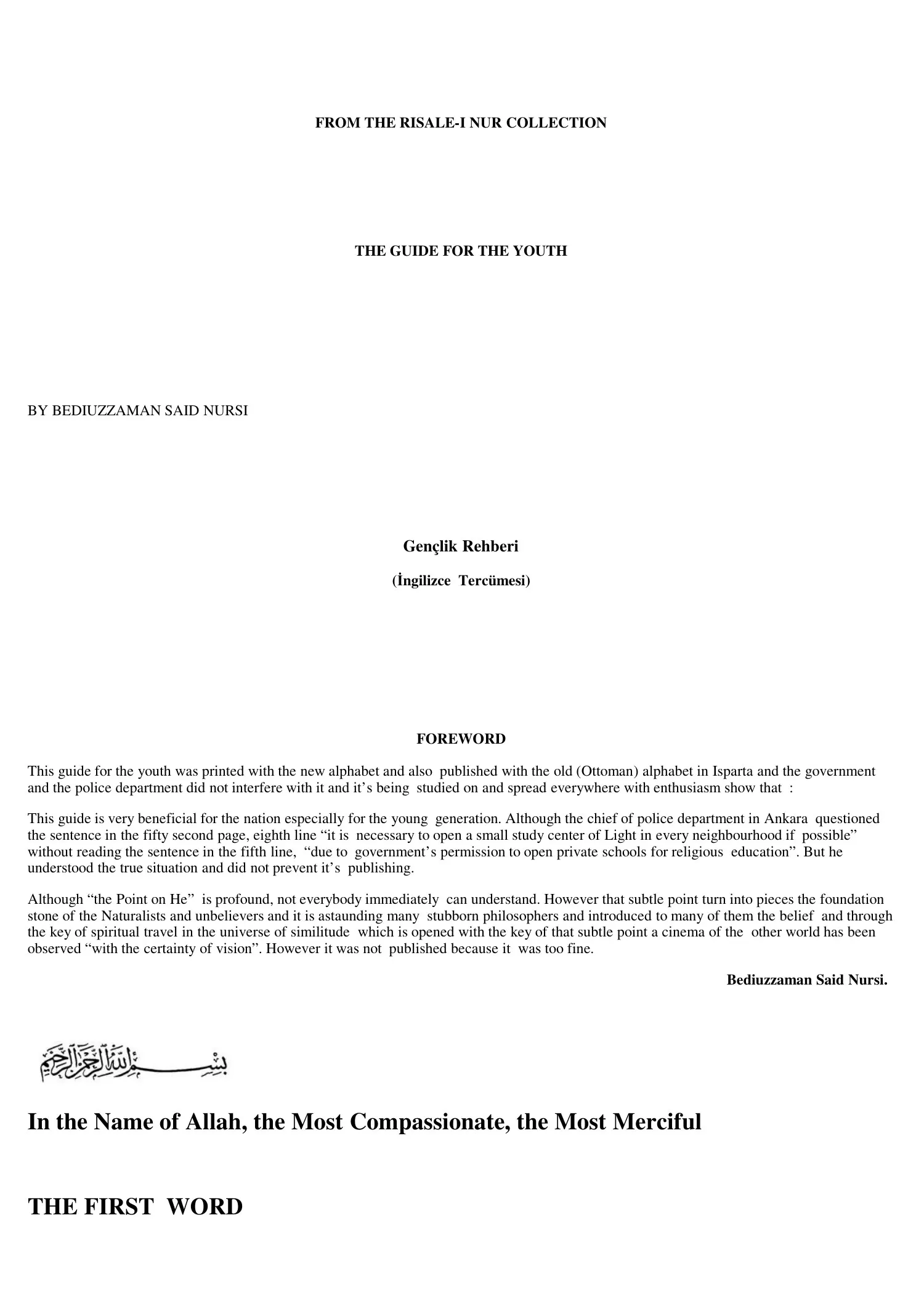 A Guide for Youth — first page