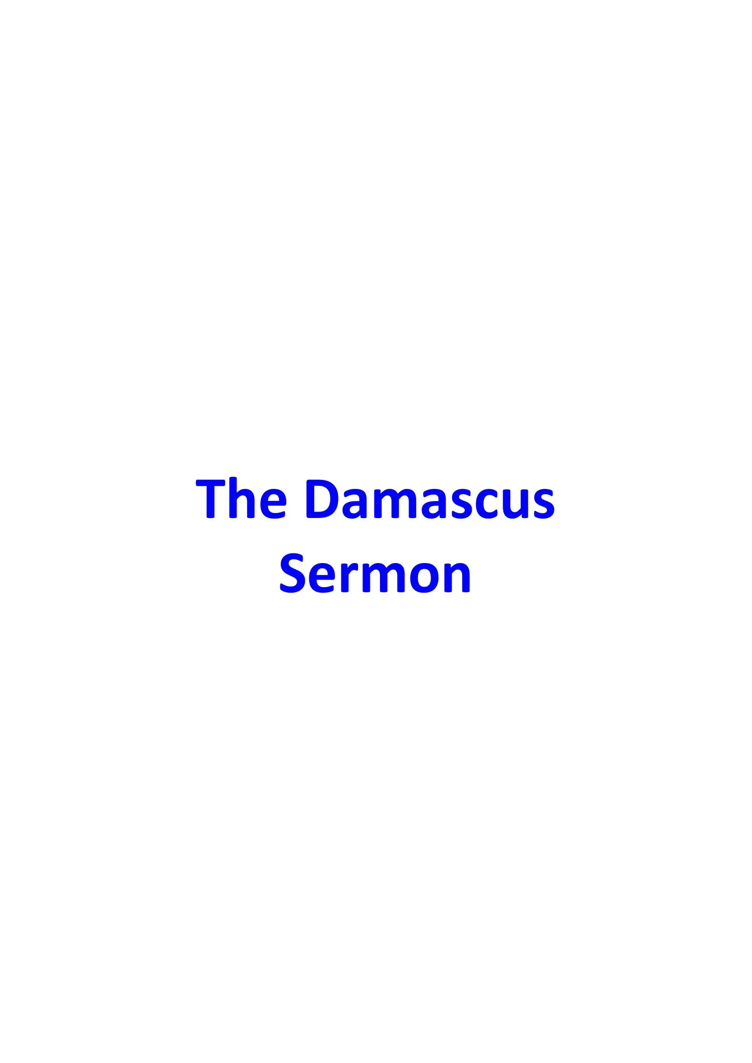 Damascus Sermon — first page