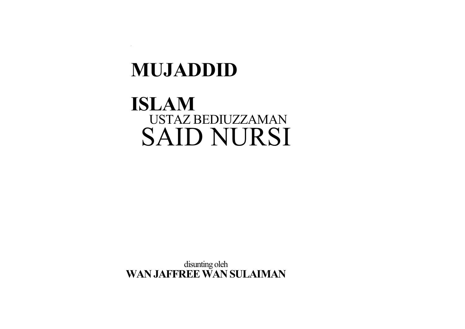 Mujaddid Islam — first page